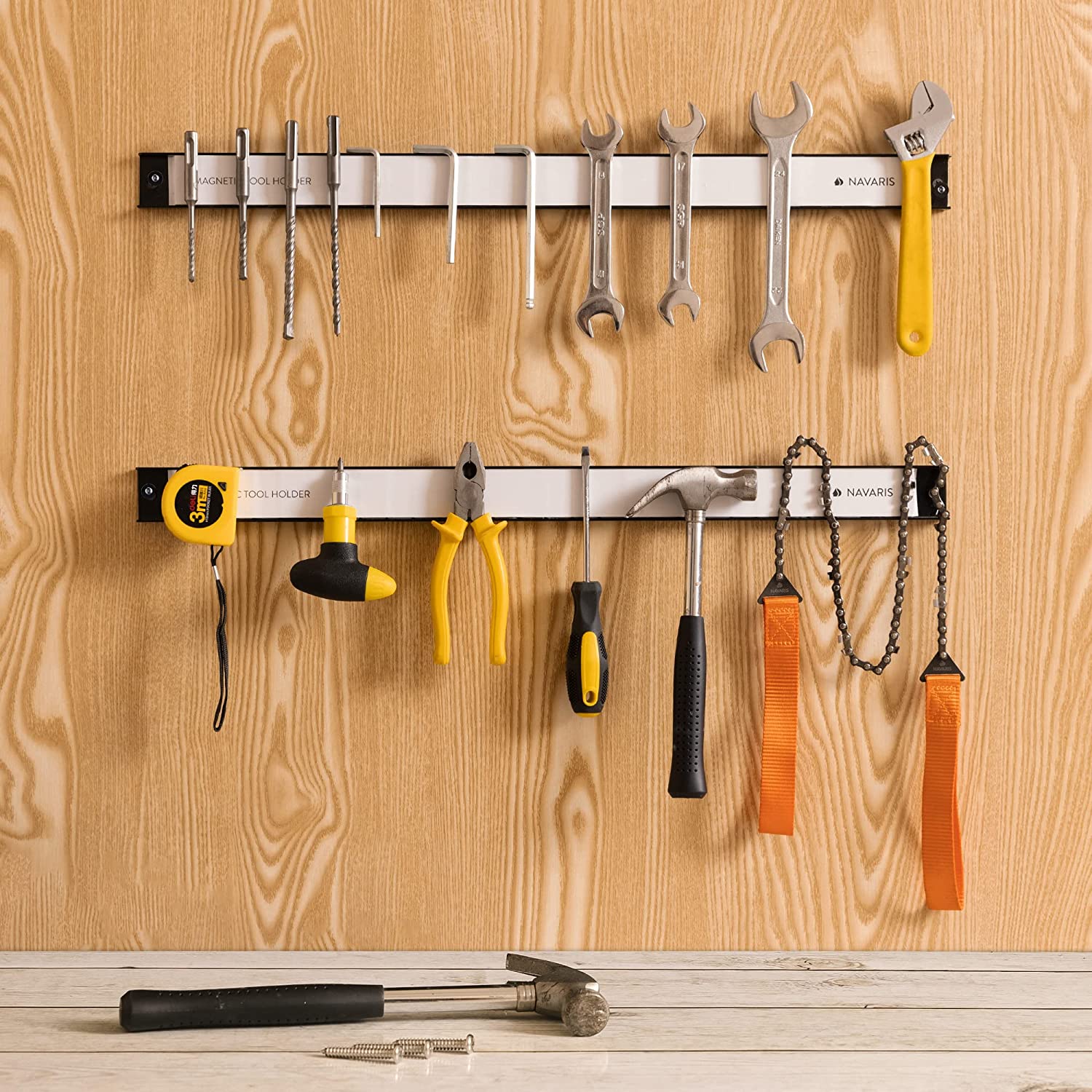 Navaris Σετ με 2 Επιτοίχιες Μαγνητικές Βάσεις Στήριξης Εργαλείων - 4 x 61 cm - Black - 54269.03