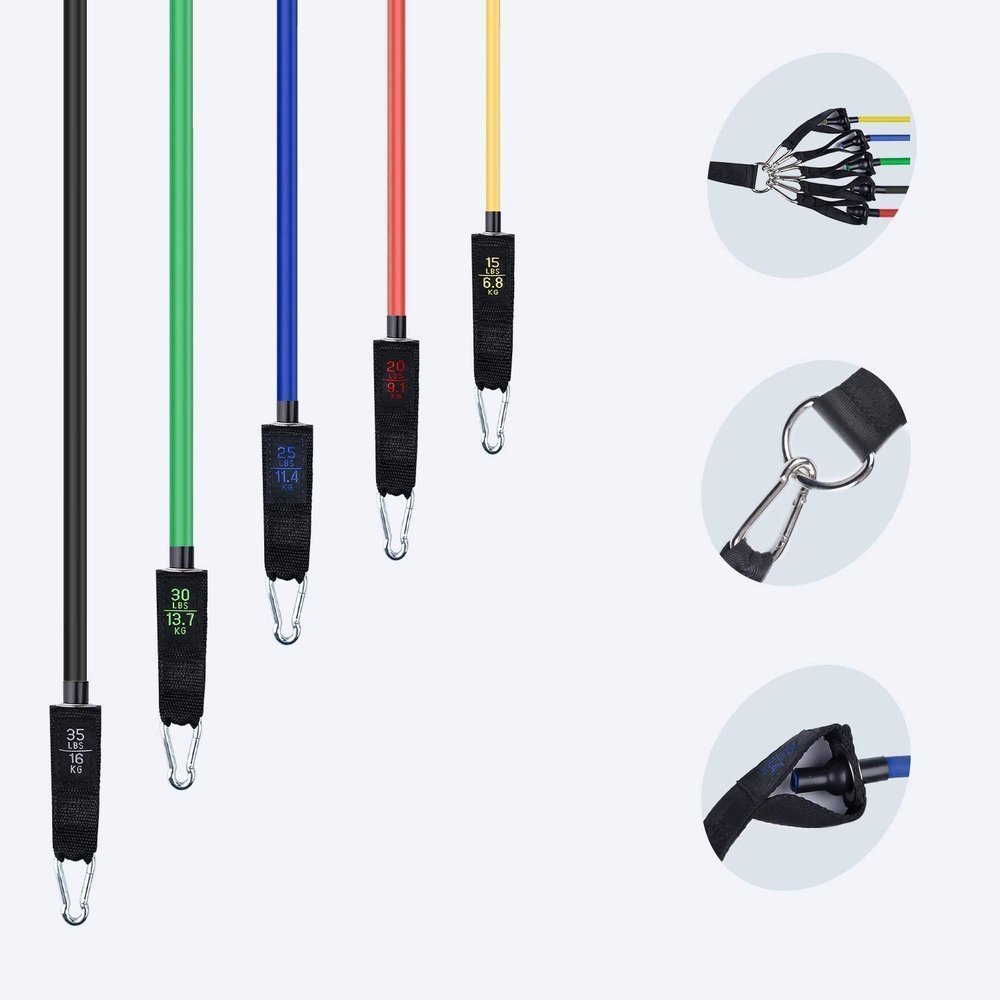 Wozinsky Resistance Bands Σετ 11 τεμαχίων με 5 Λάστιχα Γυμναστικής με χειρολαβή - WRTS5 - 01