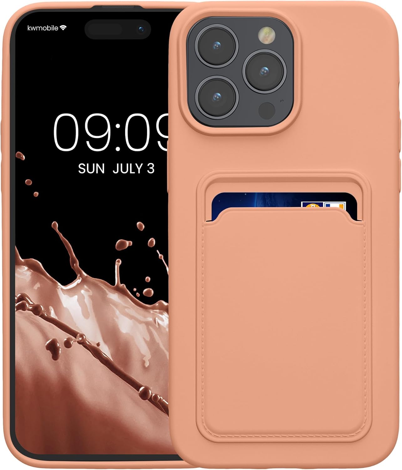 KW iPhone 15 Pro Max Θήκη Σιλικόνης TPU με Υποδοχή για Κάρτα - Grapefruit Pink