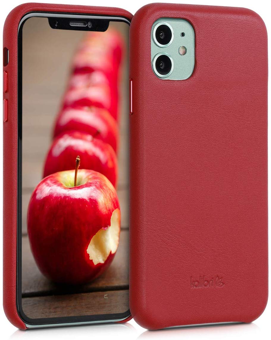 Kalibri iPhone 11 Σκληρή Θήκη με Επένδυση Γνήσιου Δέρματος - Red - 49737.09