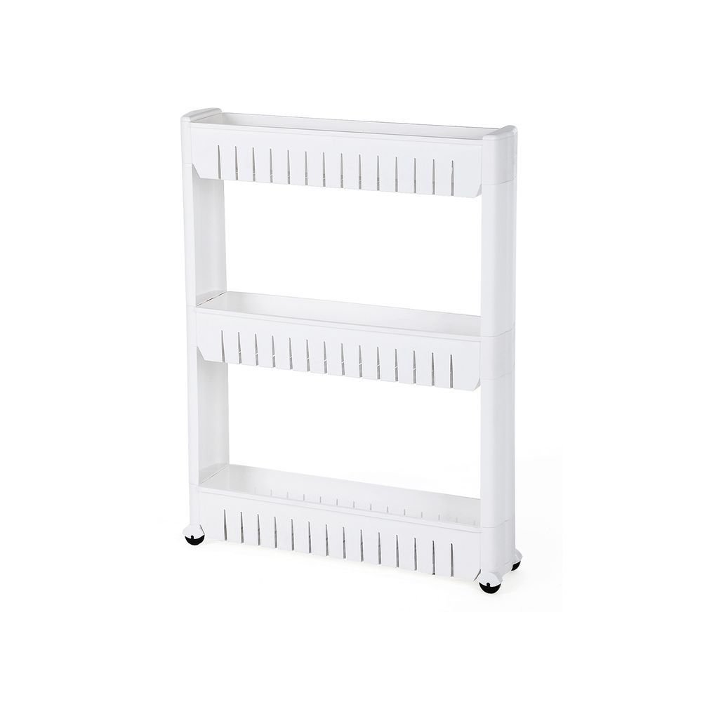 Songmics Πλαστικό Καρότσι Εξοικονόμησης Χώρου για Οργάνωση και Αποθήκευση με 3 Ράφια - 54.5 x 12.7 x 72.5 cm - White - KTR03W