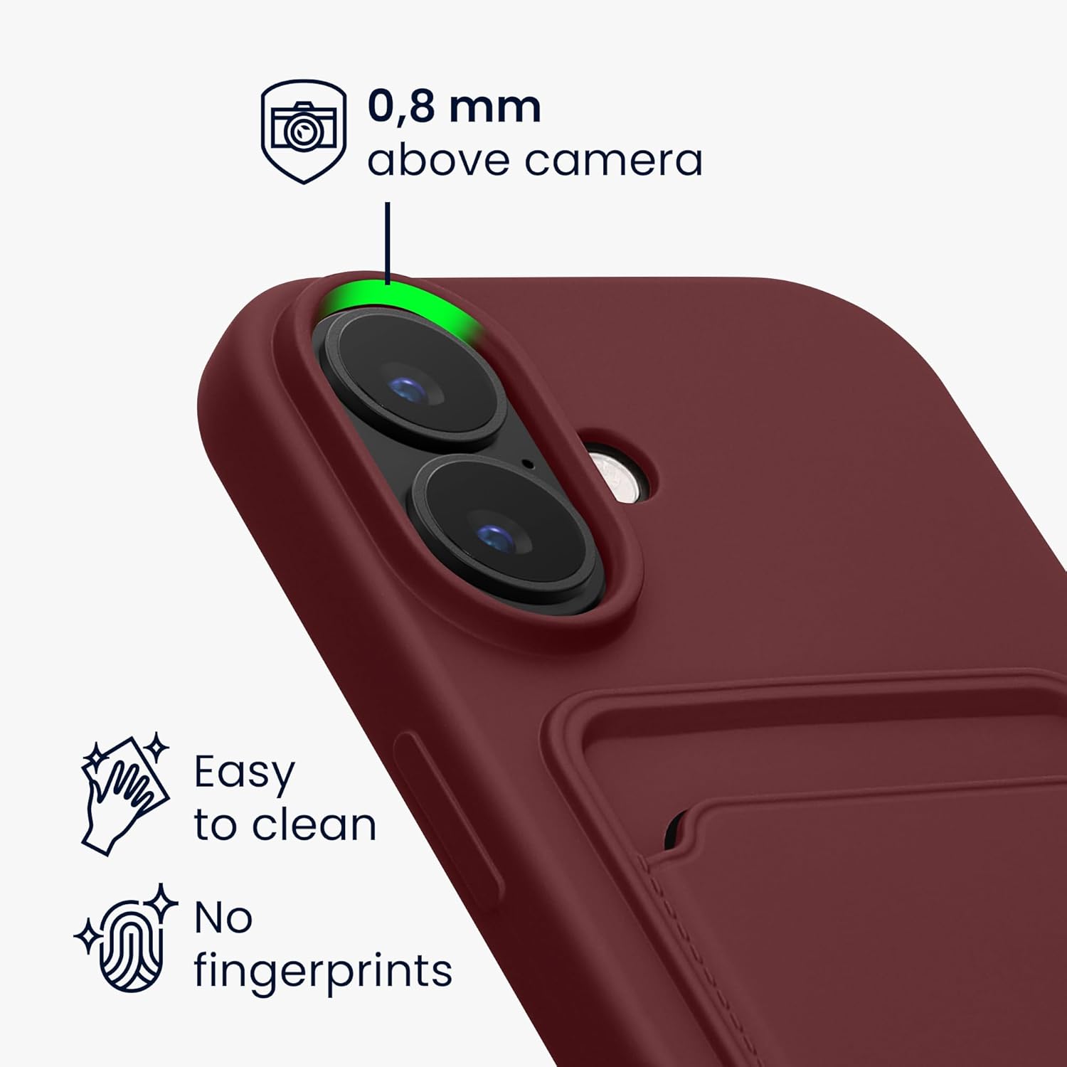 KW iPhone 16 Θήκη Σιλικόνης TPU με Υποδοχή για Κάρτα - Tawny Red