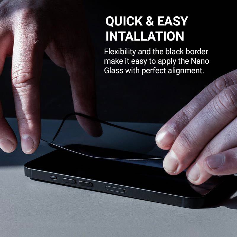 Crong iPhone 16e / iPhone 14 / iPhone 13 / iPhone 13 Pro - Nano Glass Full Screen Εύκαμπτο Αντιχαρακτικό Γυαλί Οθόνης 9H - Black