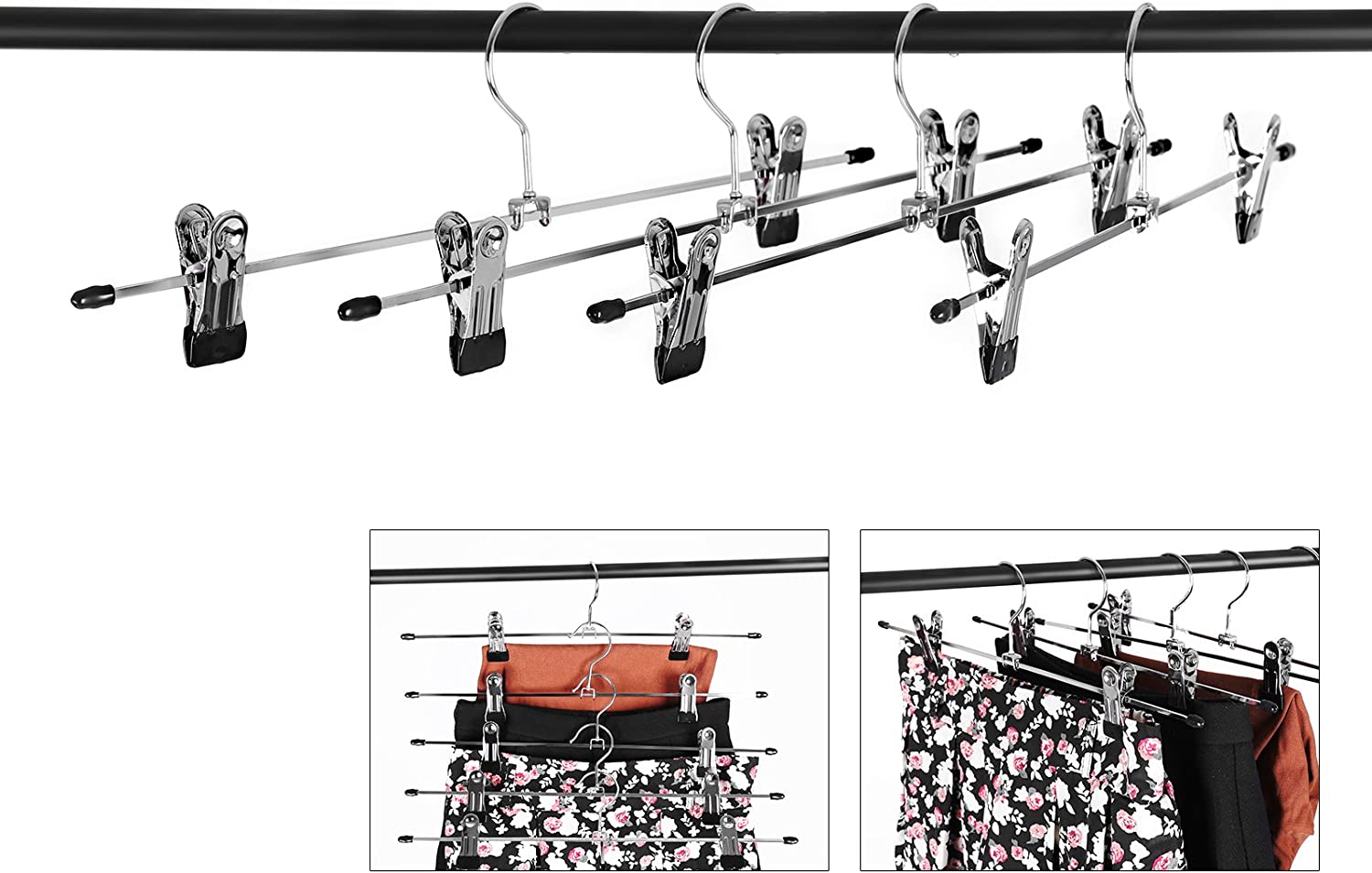 Songmics Σετ με 20 Μεταλλικές Κρεμάστρες Παντελονιών - Silver / Black - CRI003-20