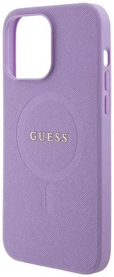 Guess iPhone 15 Pro Saffiano MagSafe Σκληρή Θήκη με Πλαίσιο Σιλικόνης και MagSafe - Purple - GUHMP15LPSAHMCU