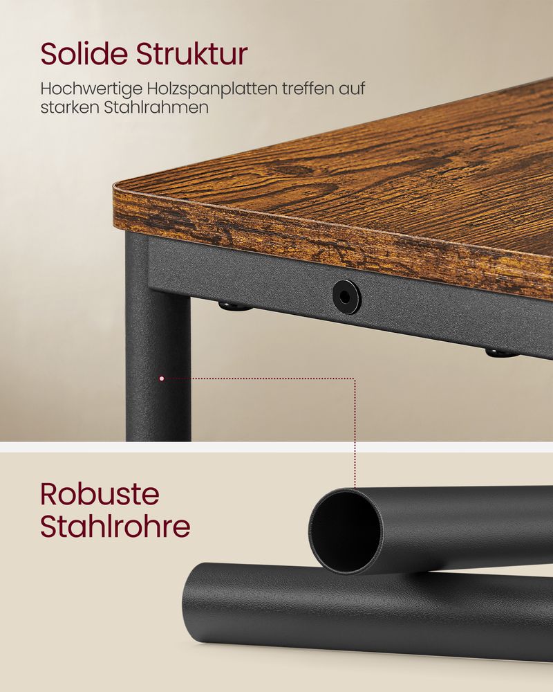 Vasagle Στενό Βοηθητικό Τραπεζάκι με Ενσωματωμένο Πολύπριζο με 1 Θύρα AC και 2 Θύρες USB - Vintage Brown / Ink Black - LET335K02