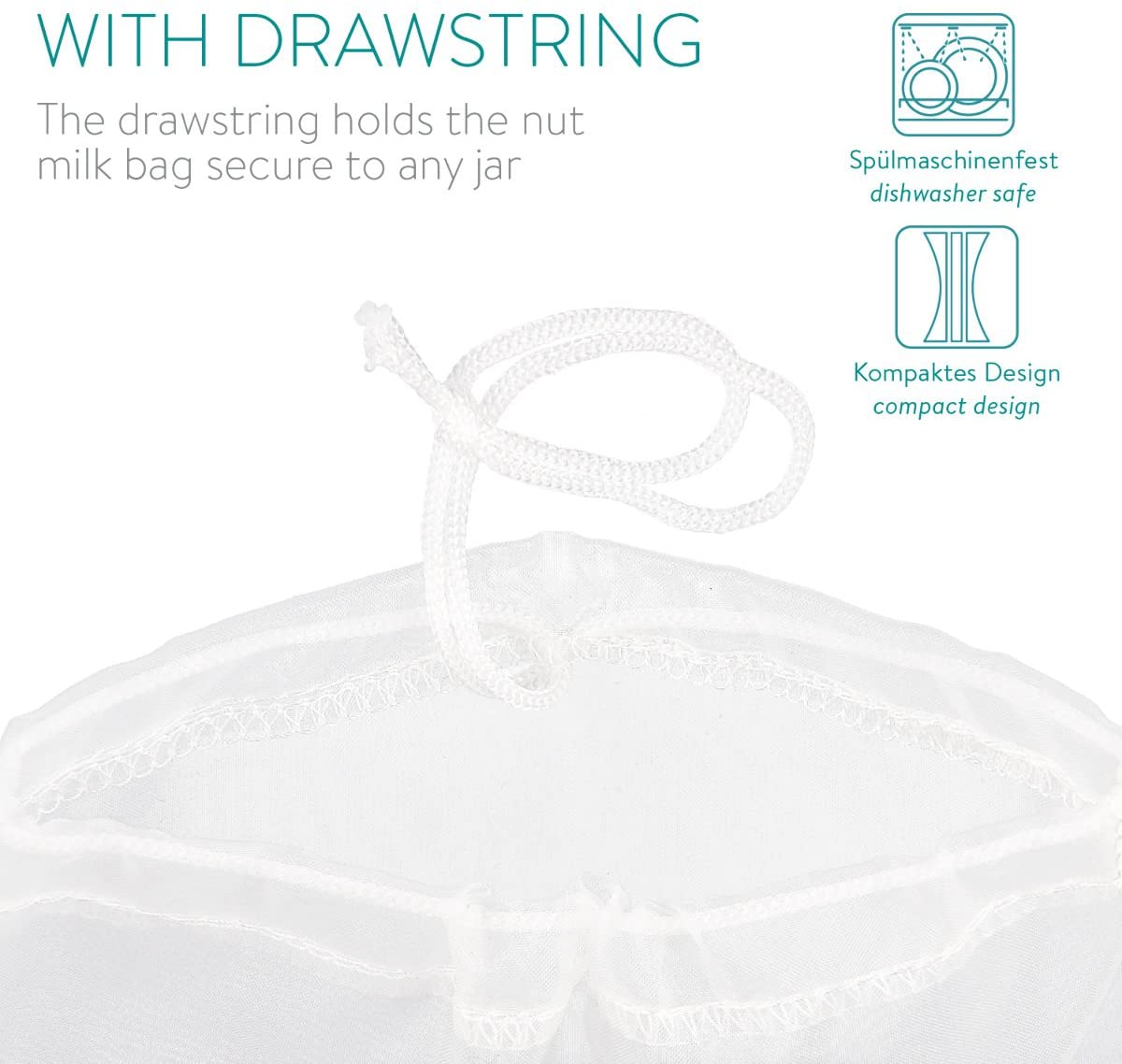 Navaris Organic Nut Milk Bag Σακούλα Γάλακτος - Large 30 x 30cm - White - 44348.03