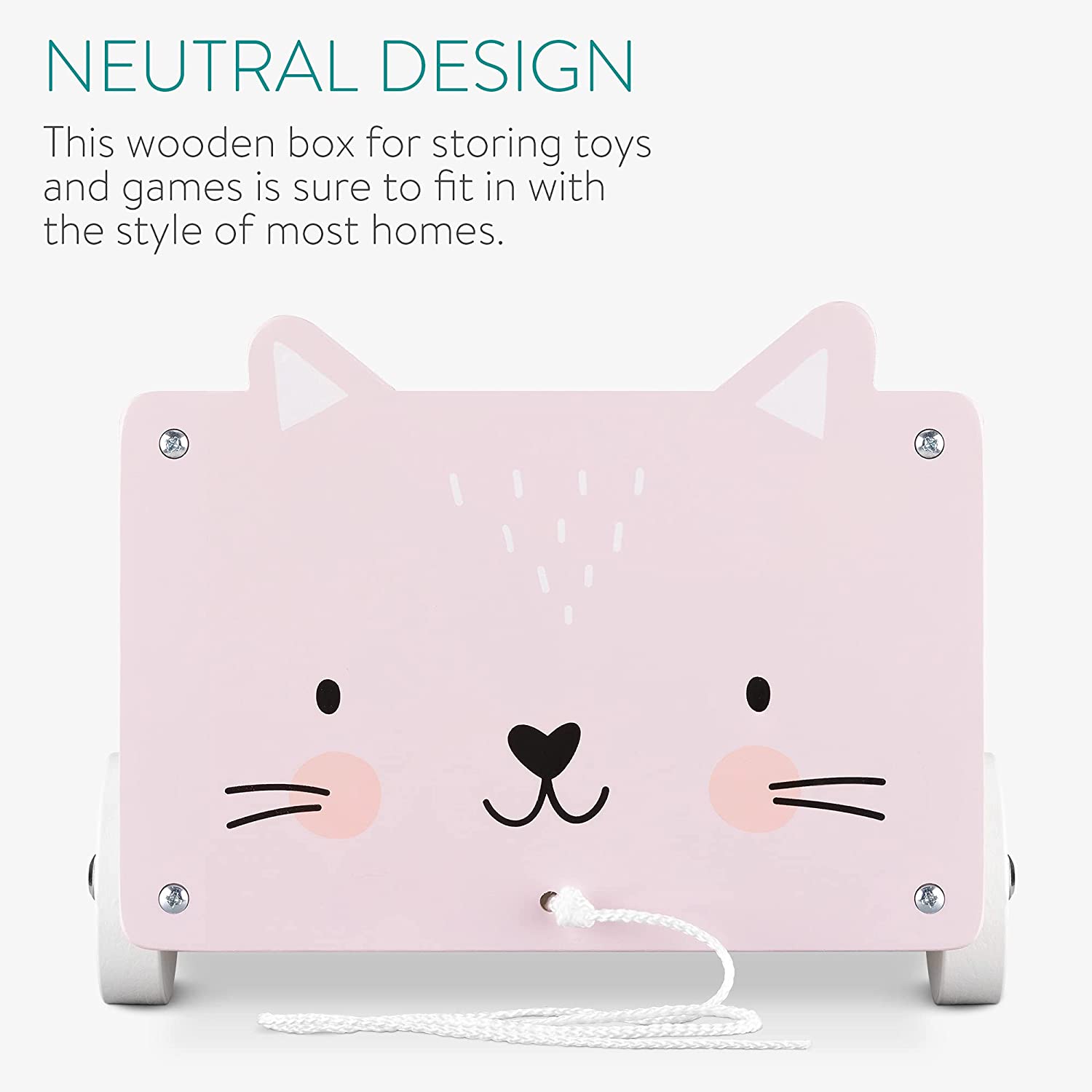 Navaris Toy Box Storage for Toys with Wheels - Παιδικό Κουτί Αποθήκευσης Παιχνιδιών με Ρόδες - Light Pink - 51163.04