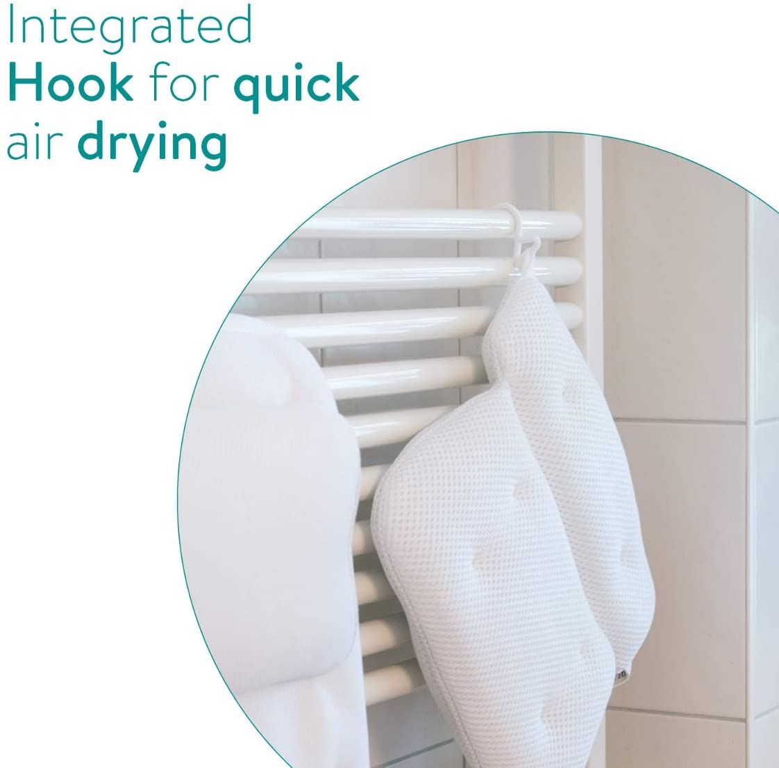 Navaris Bath Pillow for Head Neck Shoulders Αντιολισθητικό Μαξιλάρι Μπάνιου - White - 47493.02