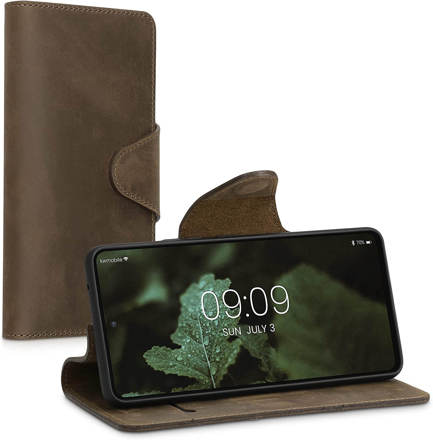 Kalibri Samsung Galaxy A53 5G Θήκη Πορτοφόλι Stand από Γνήσιο Δέρμα - Brown - 58319.05