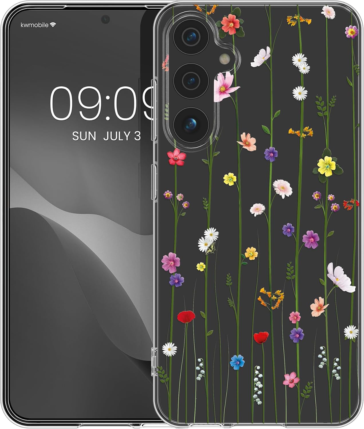 KW Samsung Galaxy A35 5G Λεπτή Θήκη Σιλικόνης TPU - Design Wild Flowers Tendril - Multicoloured / Διάφανη