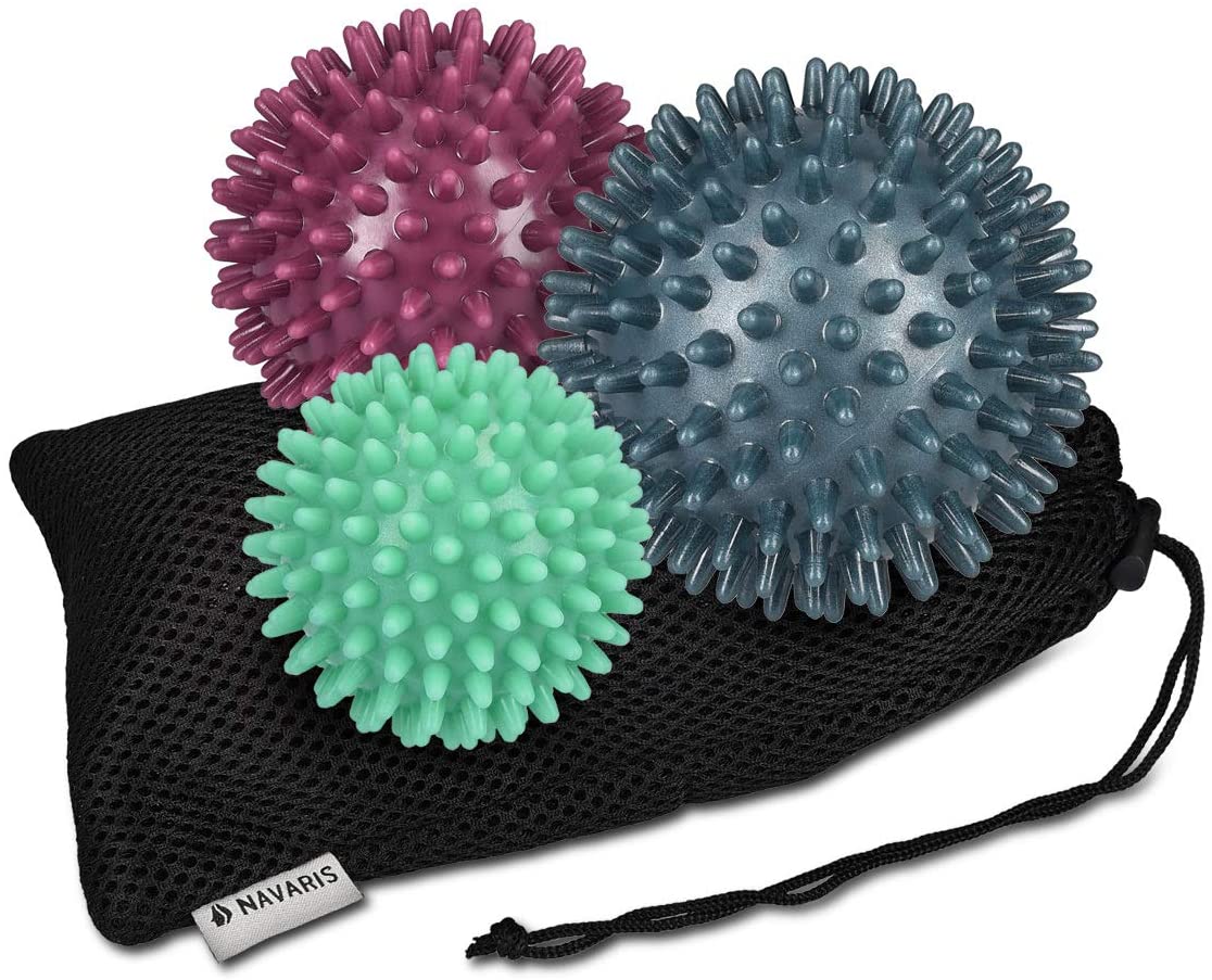 Navaris Hedgehog Massage Ball with Nubs Set of 3 - Μπάλες Μασάζ για Χέρια / Πόδια και Πλάτη - Mint / Petrol / Berry - 46951.3.03