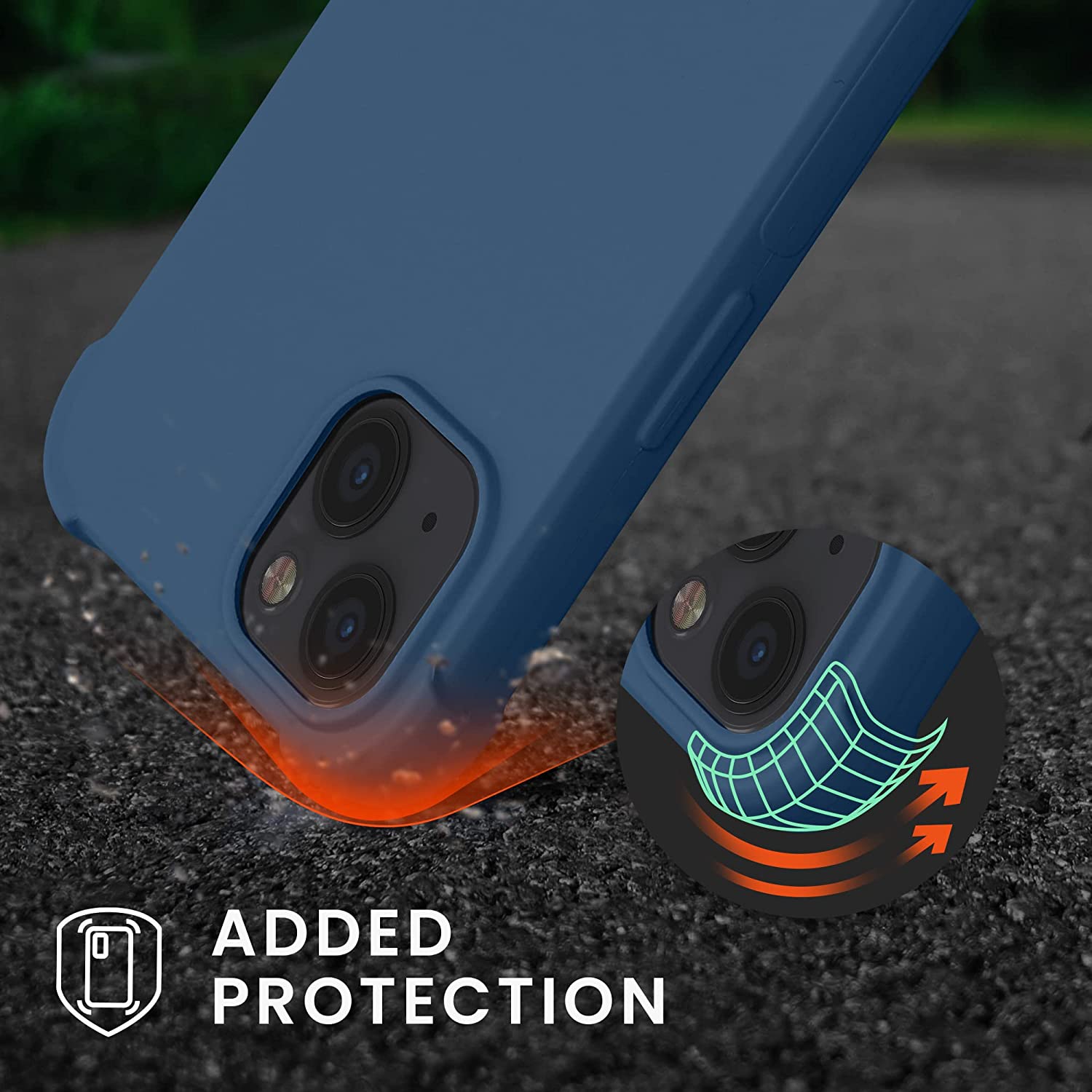 KW iPhone 13 Θήκη Σιλικόνης TPU με Λουράκι - Dark Blue - 55950.17