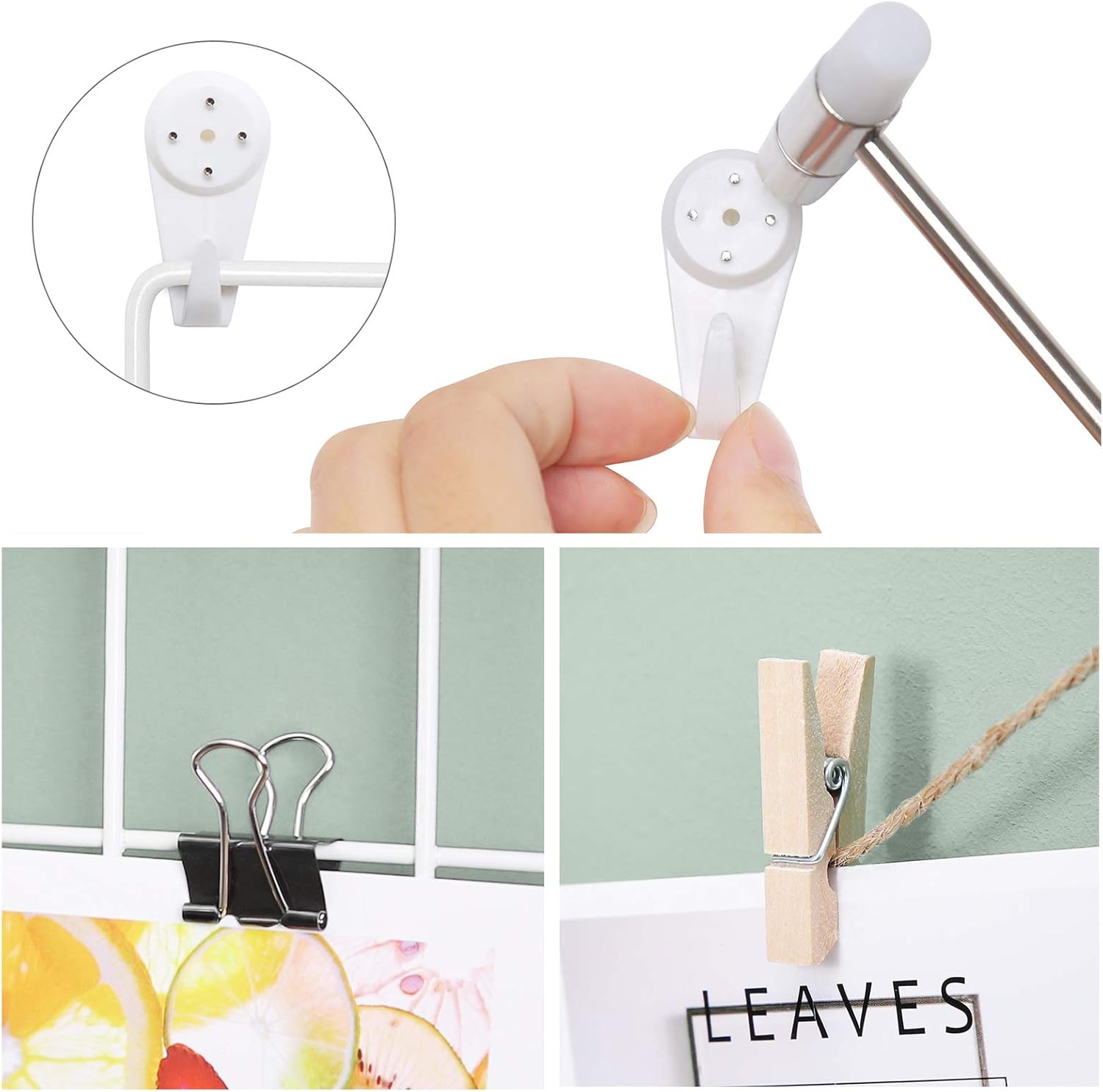 Songmics Σετ με 2 Μεταλλικά Διακοσμητικά Πλέγματα Τοίχου για Φωτογραφίες και Σημειώσεις - White - LPP01W