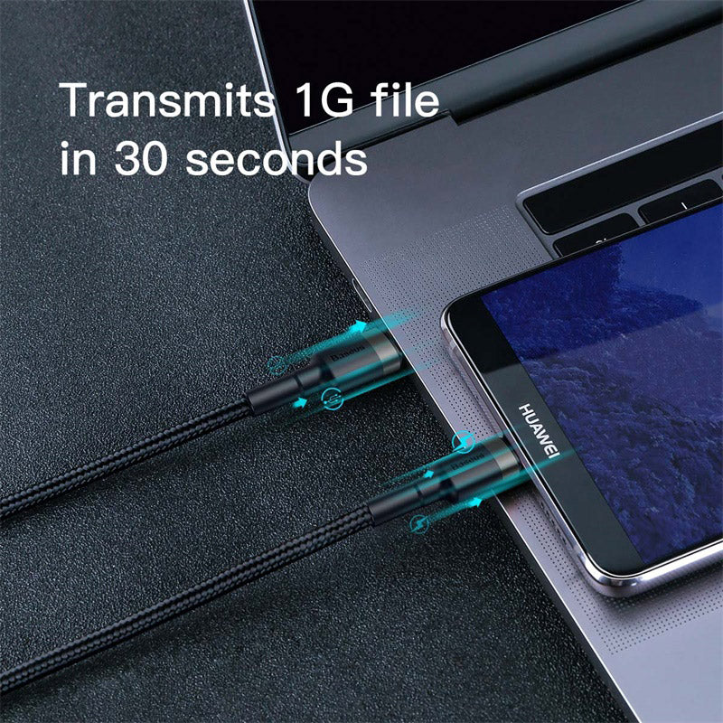 Baseus Cafule Cable Type-C 3A PD 2.0 Flash Charging - Καλώδιο Γρήγορης Φόρτισης Type-C to Type-C 1M - Black / Grey - CATKLF-GG1