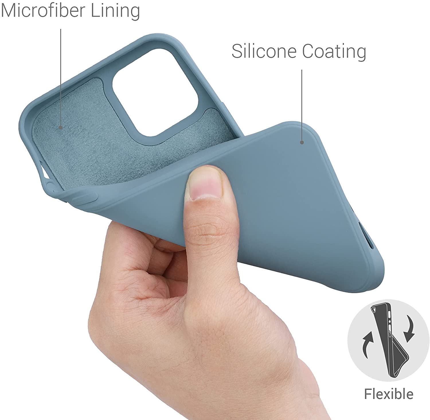 KW iPhone 12 / iPhone 12 Pro Θήκη Σιλικόνης Rubberized TPU - Stone Blue - 53844.206