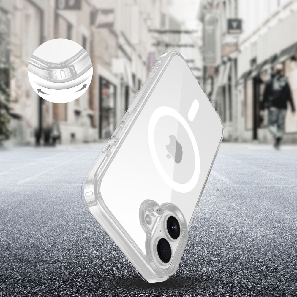 Tech-Protect iPhone 16 Flexair Hybrid CC MagSafe Σκληρή Θήκη με Πλαίσιο Σιλικόνης και MagSafe - Διάφανη