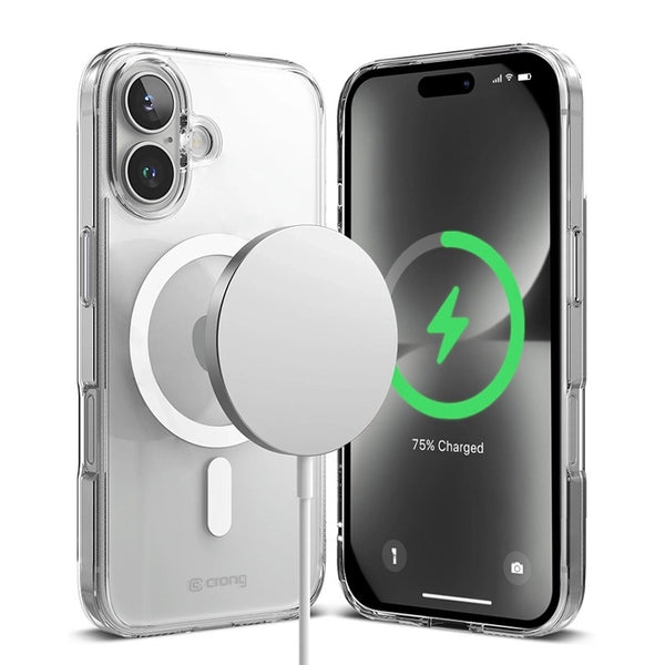 Crong iPhone 16 Clear Mag Cover - Σκληρή Θήκη με Πλαίσιο Σιλικόνης και MagSafe - Clear