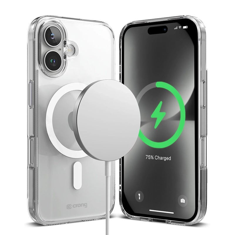 Crong iPhone 16 Clear Mag Cover - Σκληρή Θήκη με Πλαίσιο Σιλικόνης και MagSafe - Clear