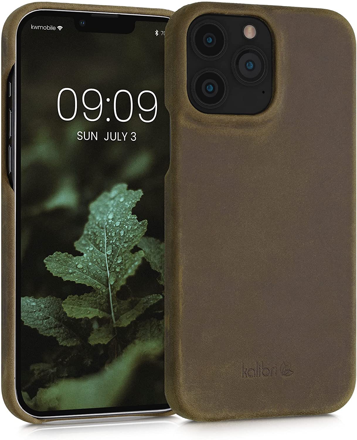 Kalibri iPhone 13 Pro Max Σκληρή Θήκη με Επένδυση Γνήσιου Δέρματος - Brown - 56416.05