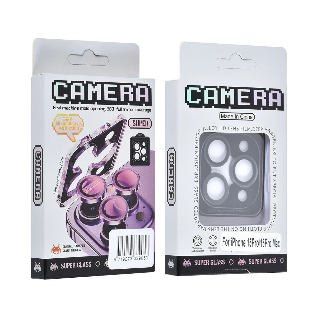 Tuniq iPhone 15 Pro / 15 Pro Max - Προστασία Κάμερας - Αντιχαρακτικό Γυαλί - Διάφανο / Μαύρο