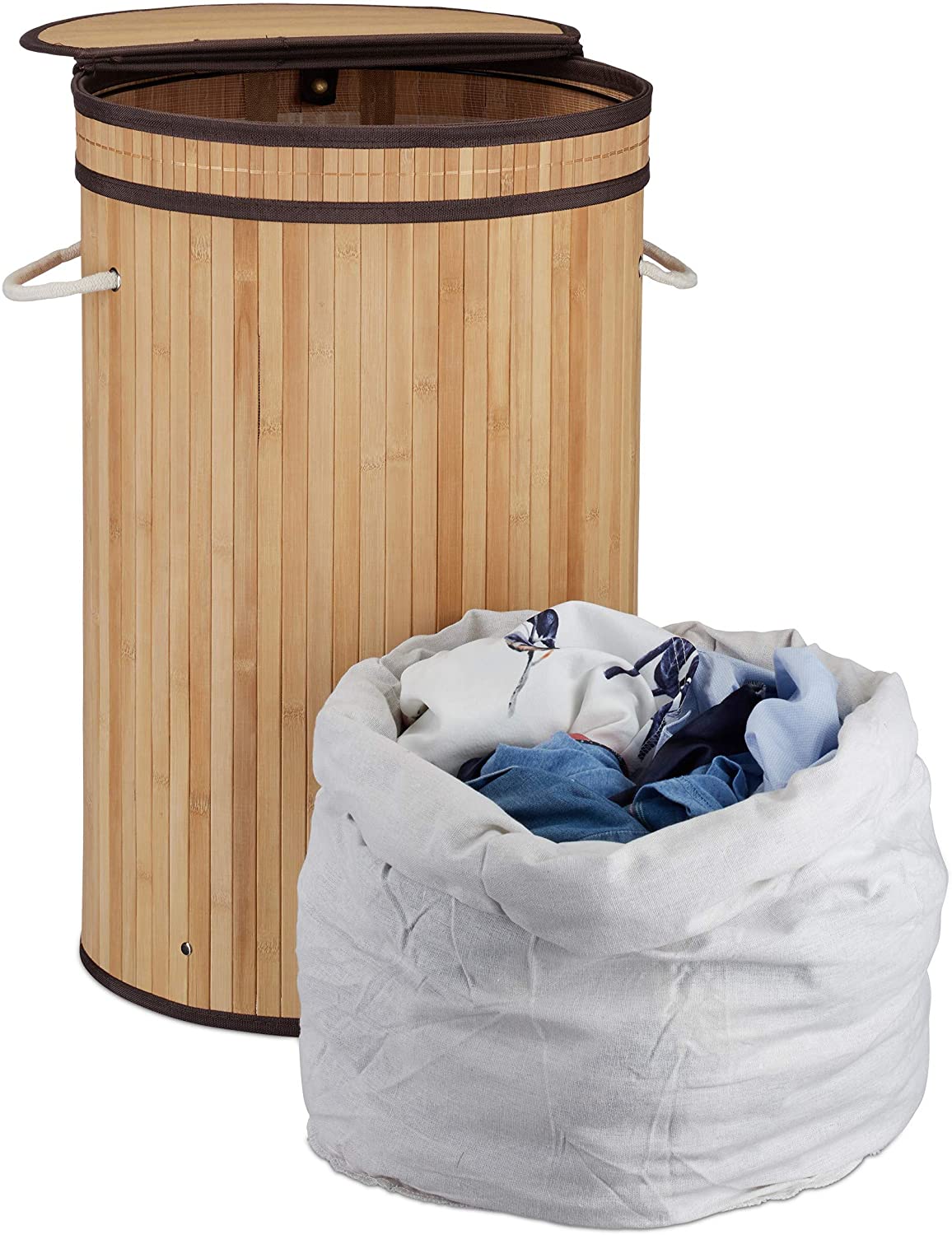 Relaxdays Καλάθι Απλύτων από Μπαμπού - Natural - 4052025944100