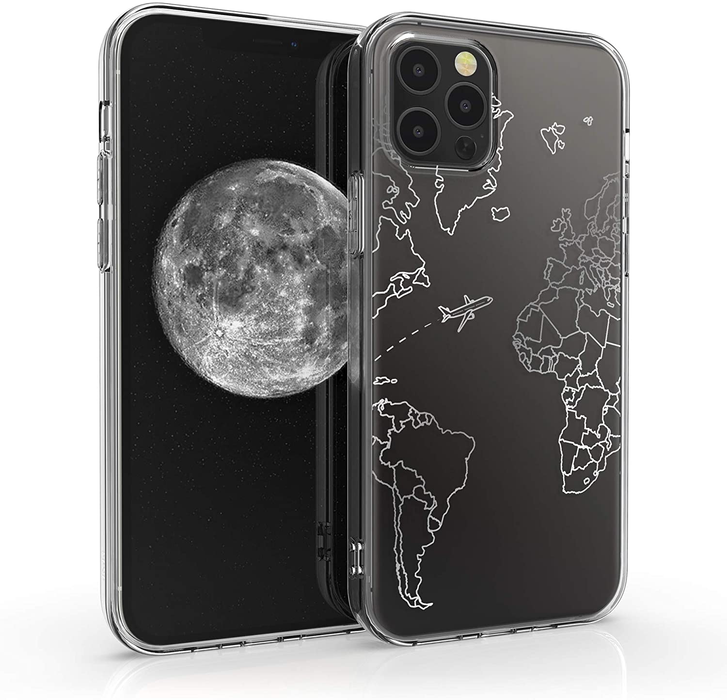 KW iPhone 12 Pro Max Θήκη Σιλικόνης TPU Design Travel and Explore - Διάφανη / Silver - 53037.02