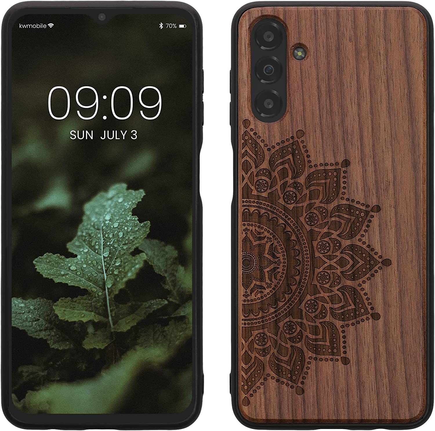 KW Samsung Galaxy A13 5G Θήκη από Φυσικό Ξύλο - Design Rising Sun - Dark Brown - 59886.01