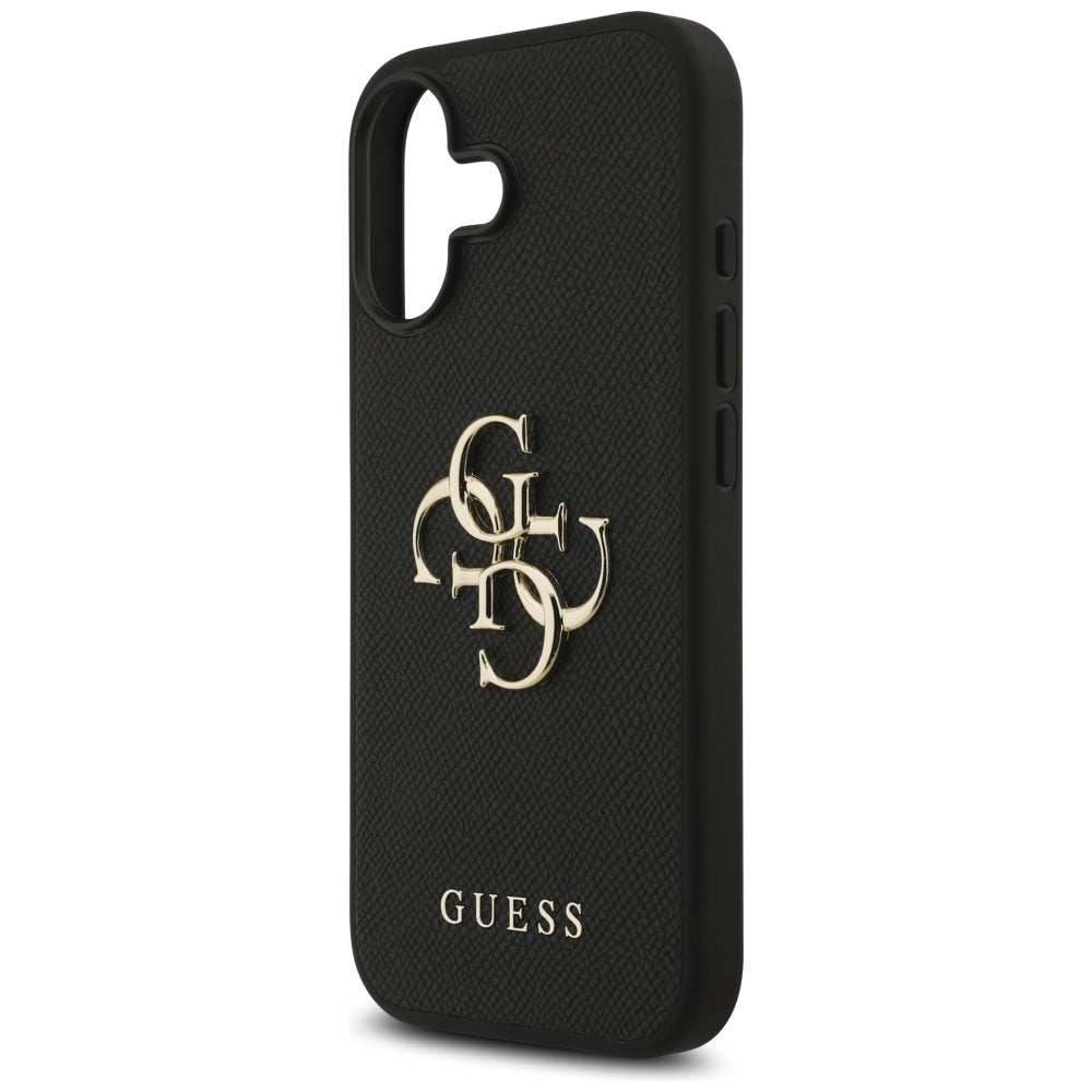 Guess iPhone 17 - Grained Big 4G and Classic Logo - Σκληρή Θήκη με Επένδυση από Οικολογικό Δέρμα - Black - GUHCP17SPGT4MBK