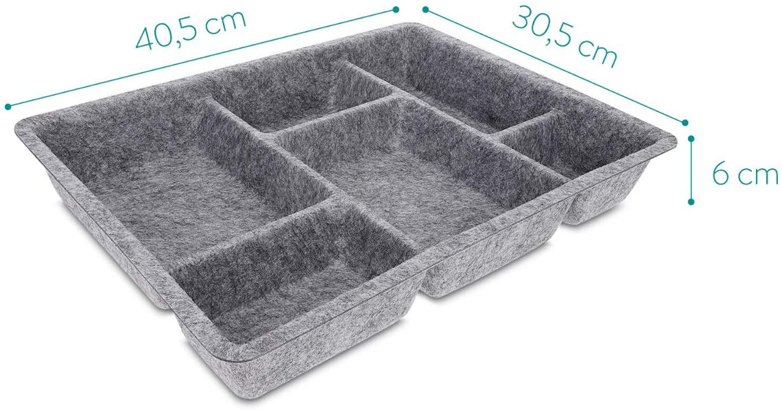 Navaris Organiser Για Συρτάρια Από Τσόχα Με Τμήματα Σε Διάφορα Μεγέθη - Grey - 50236.01