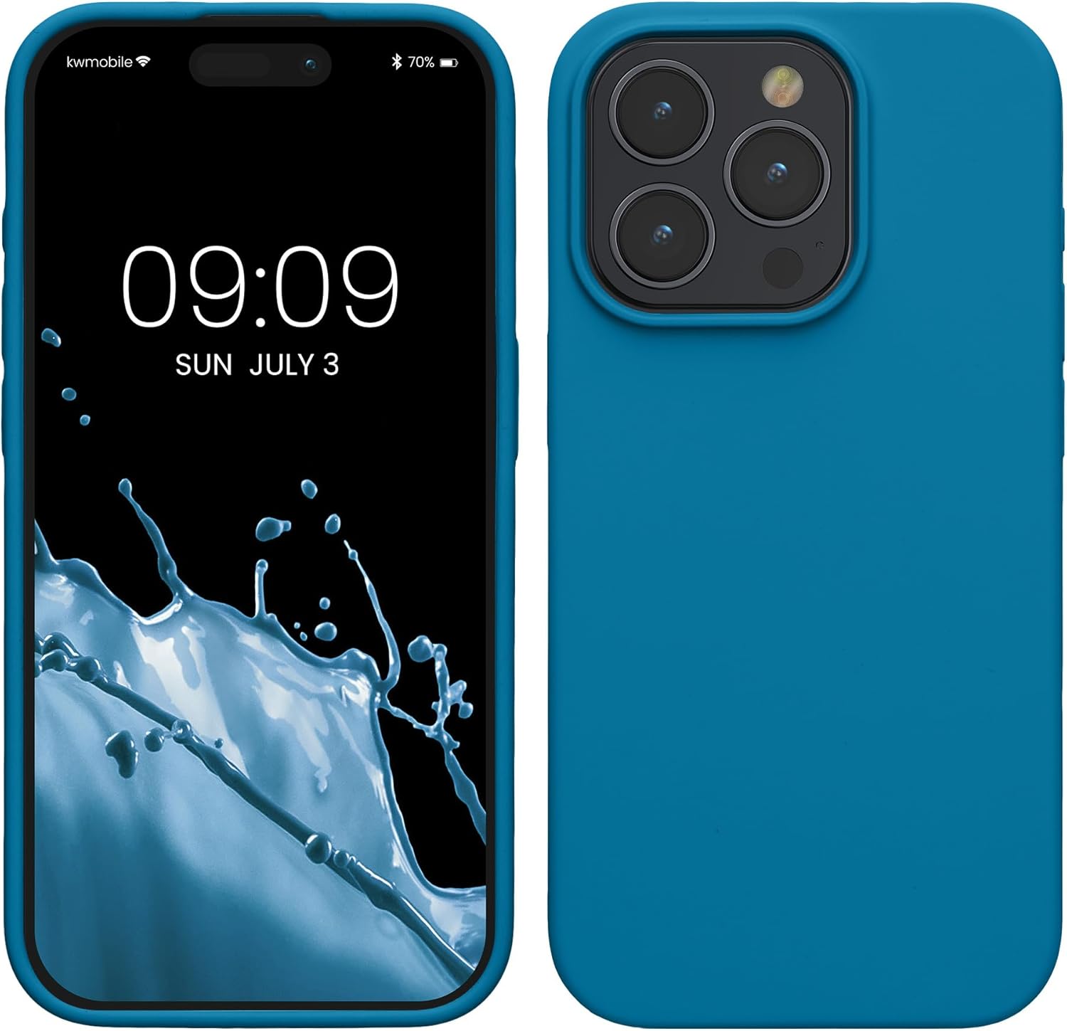 KW iPhone 15 Pro Θήκη Σιλικόνης Rubberized TPU - Caribbean Blue