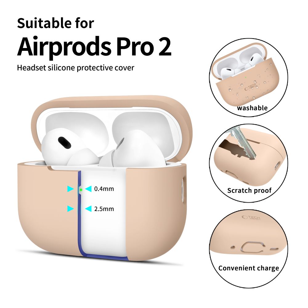 Tech-Protect AirPods Pro 1 / 2 Θήκη Σιλικόνης - Silicone - Caffe Latte
