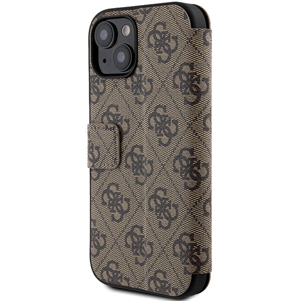 Guess iPhone 15 4G Big Metal Logo Θήκη Πορτοφόλι με Επένδυση Συνθετικού Δέρματος - Brown - GUBKP15S4GMGBR