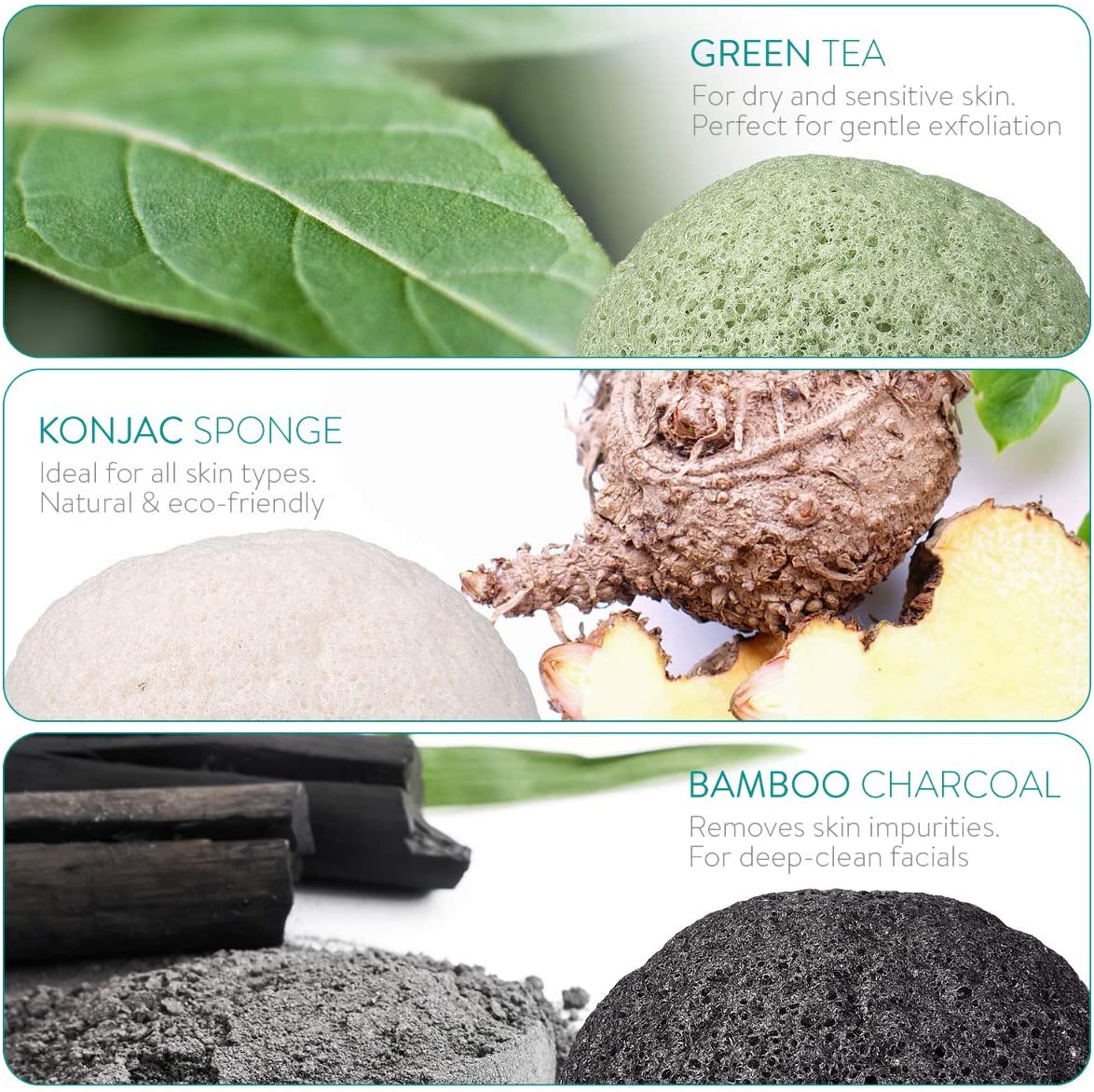 Navaris Set of Konjac Sponges Σετ με 3 Σφουγγάρια Καθαρισμού Προσώπου και Σώματος - 49124.32