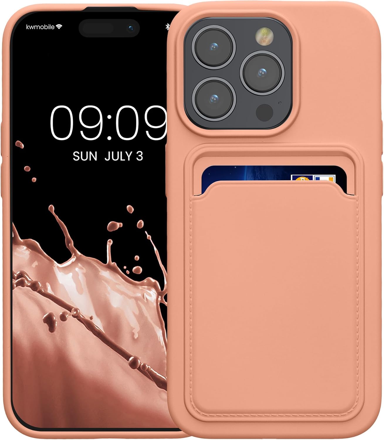 KW iPhone 15 Pro Θήκη Σιλικόνης TPU με Υποδοχή για Κάρτα - Grapefruit Pink