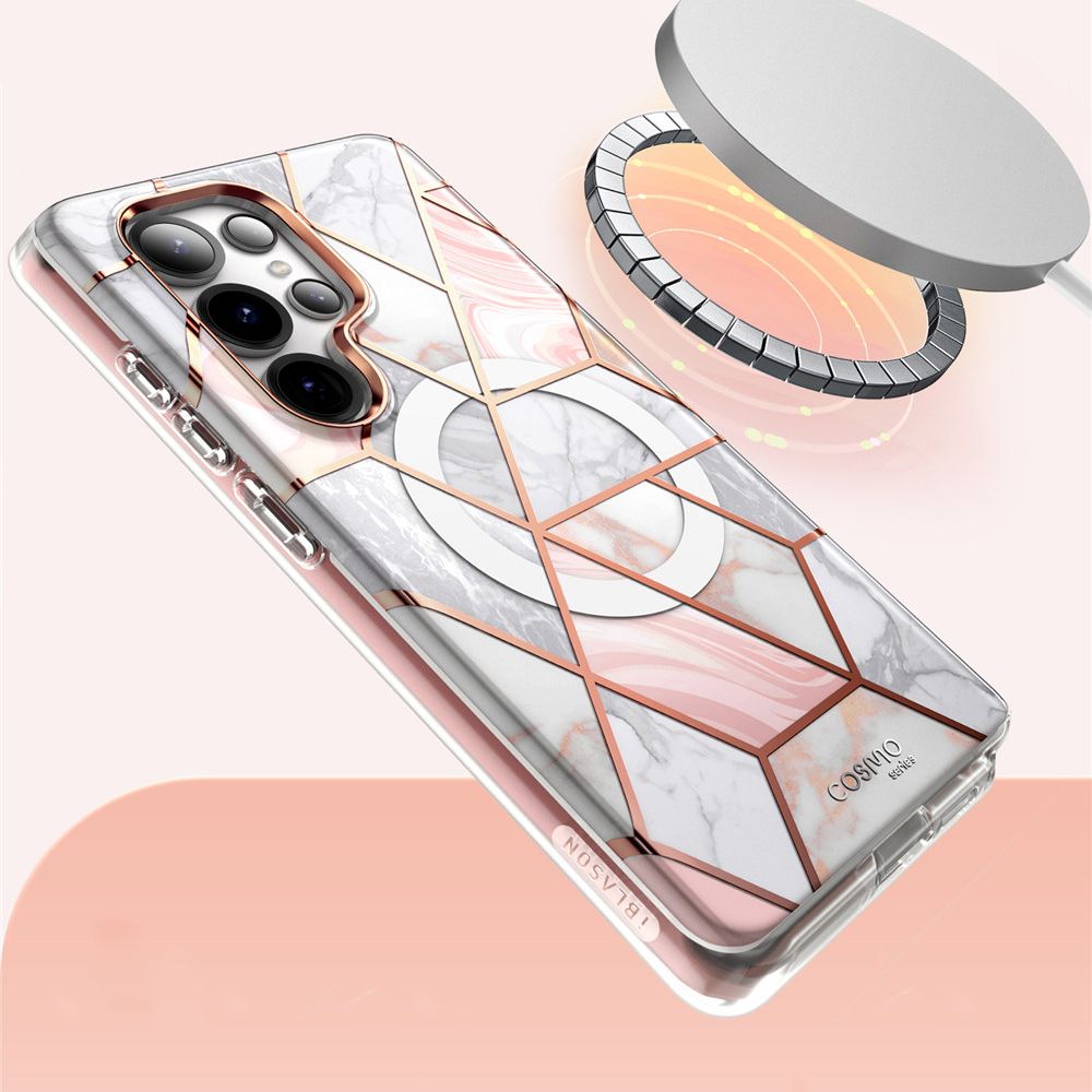 i - Blason Samsung Galaxy S25 Ultra Cosmo Mag Σκληρή Θήκη με Προστασία Οθόνης και Magsafe - Marble