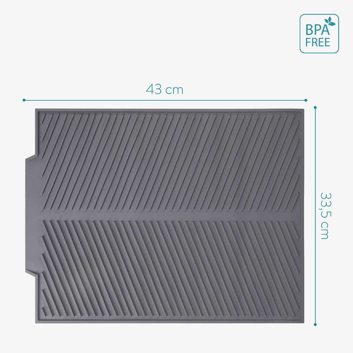 Navaris Χαλί Νεροχύτη για Αποστράγγιση Πιάτων - BPA Free - Grey - 52326.2