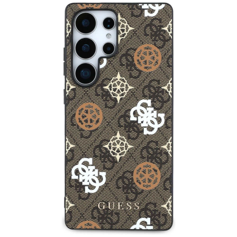 Guess Samsung Galaxy S25 Ultra - 4G Printed Colored Peony Pattern - MagSafe Θήκη με Επένδυση Συνθετικού Δέρματος - Brown - GUHMS25LP4PWPW