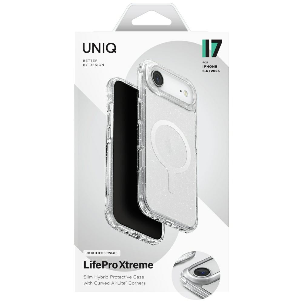 Uniq iPhone Air - LifePro Xtreme Magclick - Σκληρή Θήκη με Πλαίσιο Σιλικόνης και MagSafe - Clear / Glitter