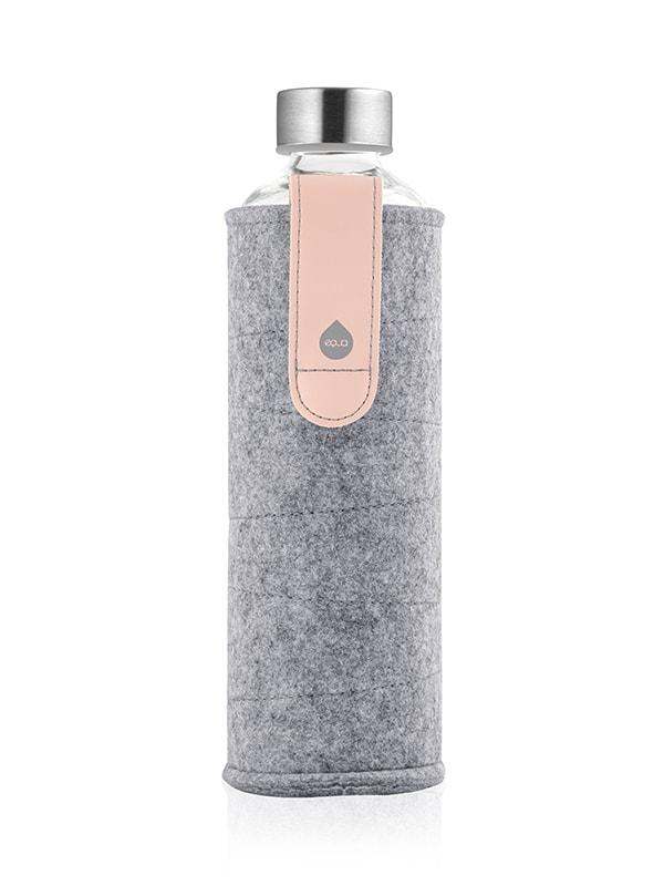 Equa Mismatch Pink Breeze Γυάλινο Μπουκάλι Νερού με Θήκη από Τσόχα - 750ml - Pink Breeze / Light Grey / Διάφανο