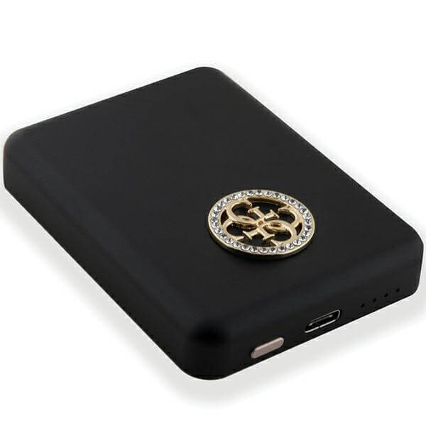 Guess PowerBank 15W - MagSafe 4G Strassed Metal Logo - 5000 mAh - Black - GUPBM5AL4DMK
