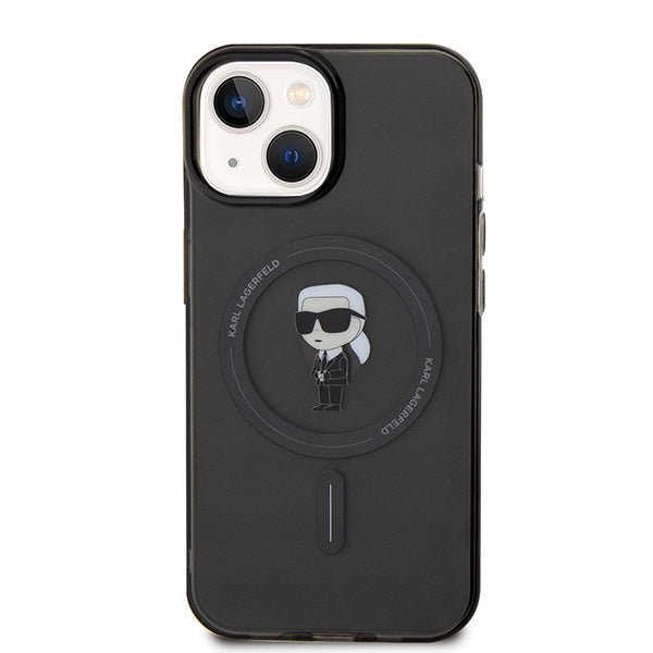 Karl Lagerfeld iPhone 15 / 14 / 13 - IML Ikonik Magsafe Σκληρή Θήκη με Πλαίσιο Σιλικόνης και MagSafe - Black - KLHMP15SHFCKNOK