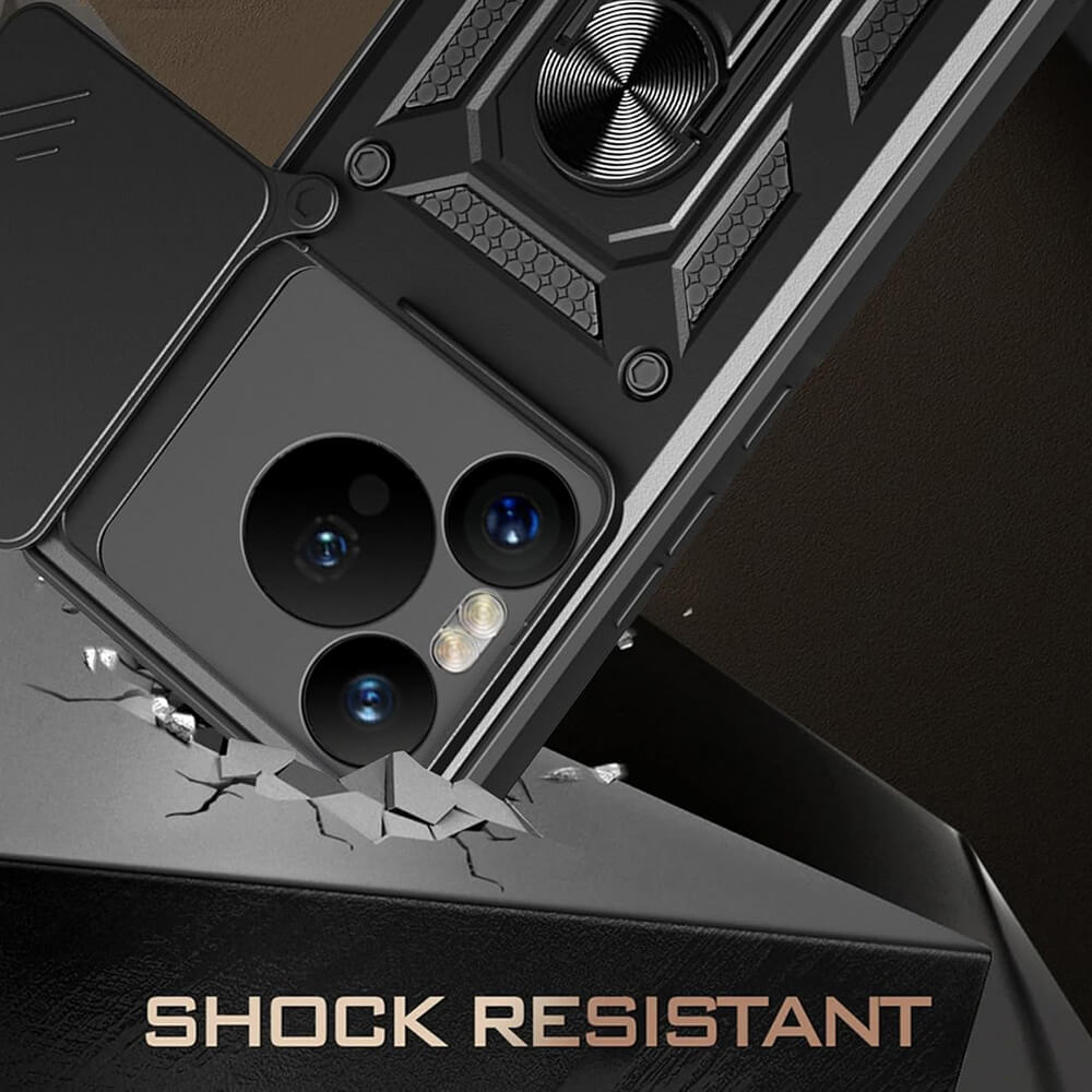 Techsuit Xiaomi Redmi Note 14 5G - CamShield - Σκληρή Θήκη με Προστασία Καμερών και Δαχτυλίδι Συγκράτησης - Black