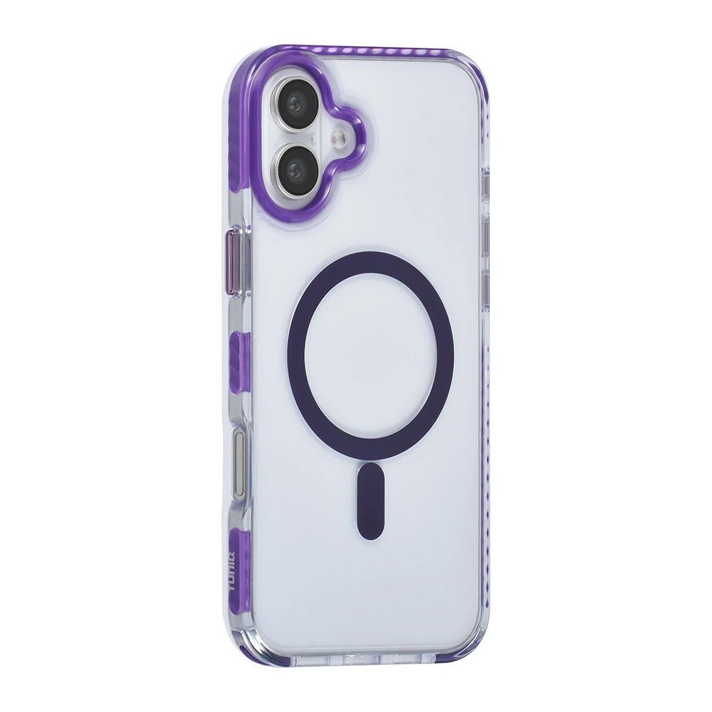 Tuniq iPhone 16 Plus - MagSafe Σκληρή Θήκη με Πλαίσιο Σιλικόνης και Λουράκι - Διάφανη / Purple