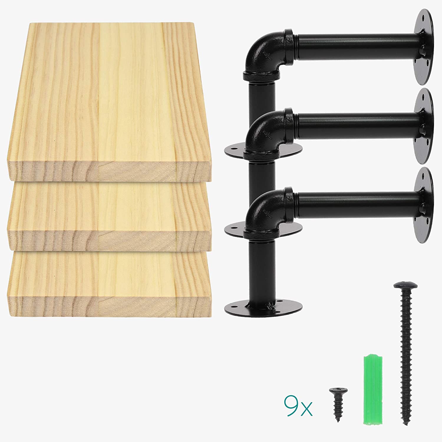 Navaris Σετ 3 Ράφια με Βάση - Light Brown - 50683.1.24