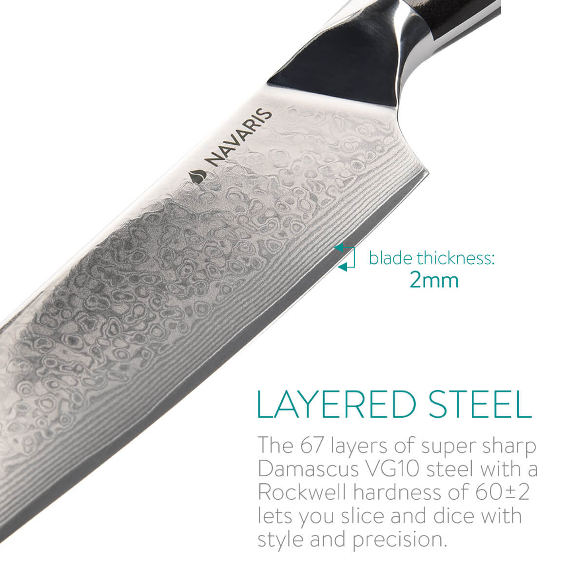 Navaris Μαχαίρι από Δαμασκηνό Ατσάλι - 20cm - Brown - 47551.01