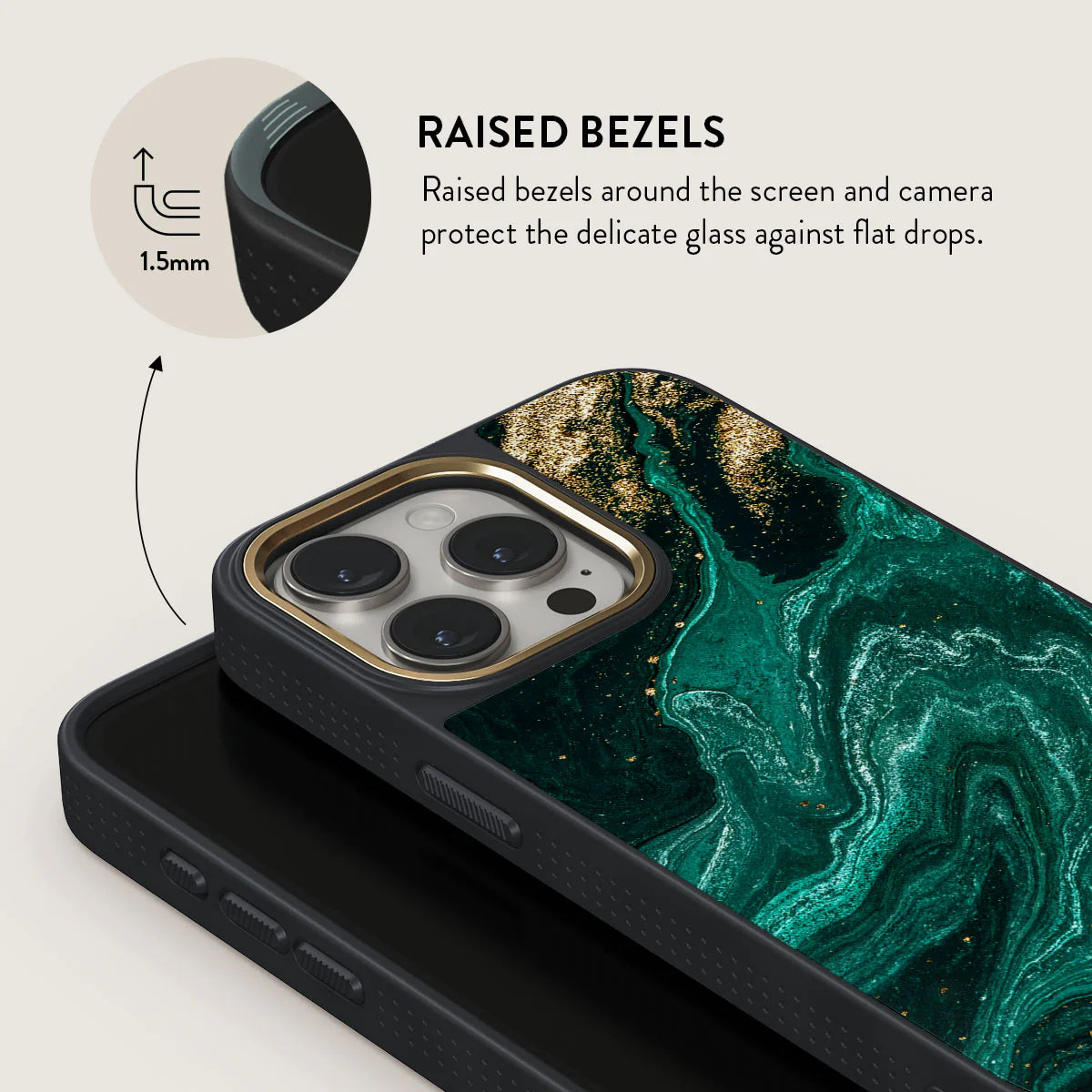 Burga iPhone 15 Pro Elite Σκληρή Θήκη - Gold - Emerald Pool