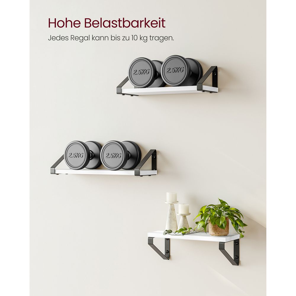 Vasagle Σετ με 3 Επιτοίχια Ράφια Διαφορετικού Μεγέθους - White / Black - LWS033B14