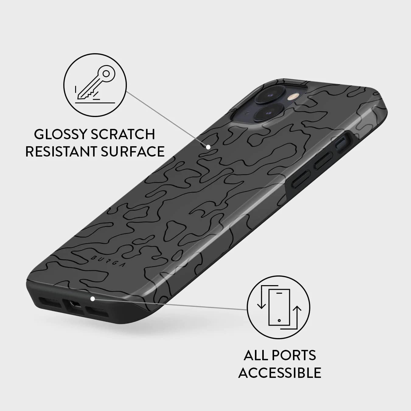 Burga iPhone 14 Fashion Tough Σκληρή Θήκη - Black Rock