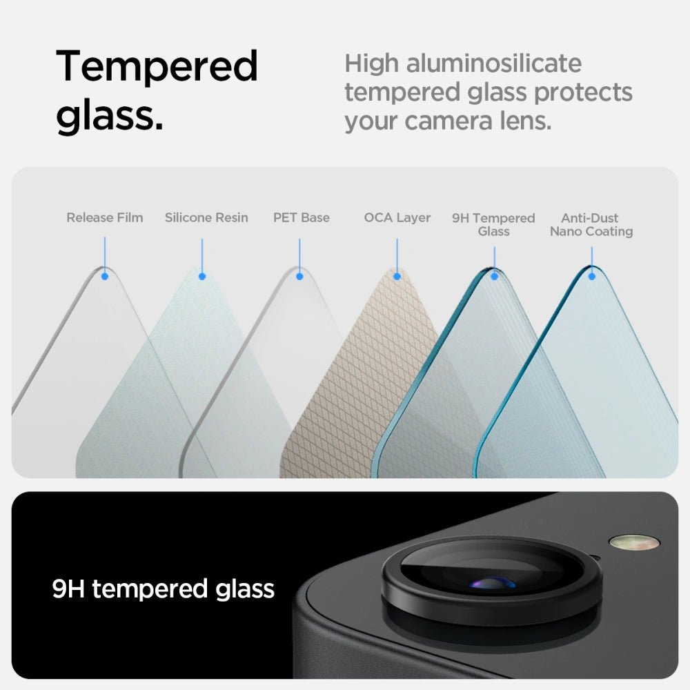Spigen iPhone 16e Optik Pro Glas.TR EZ Fit Αντιχαρακτικό Γυαλί για την Κάμερα - 2 Τεμάχια - Black